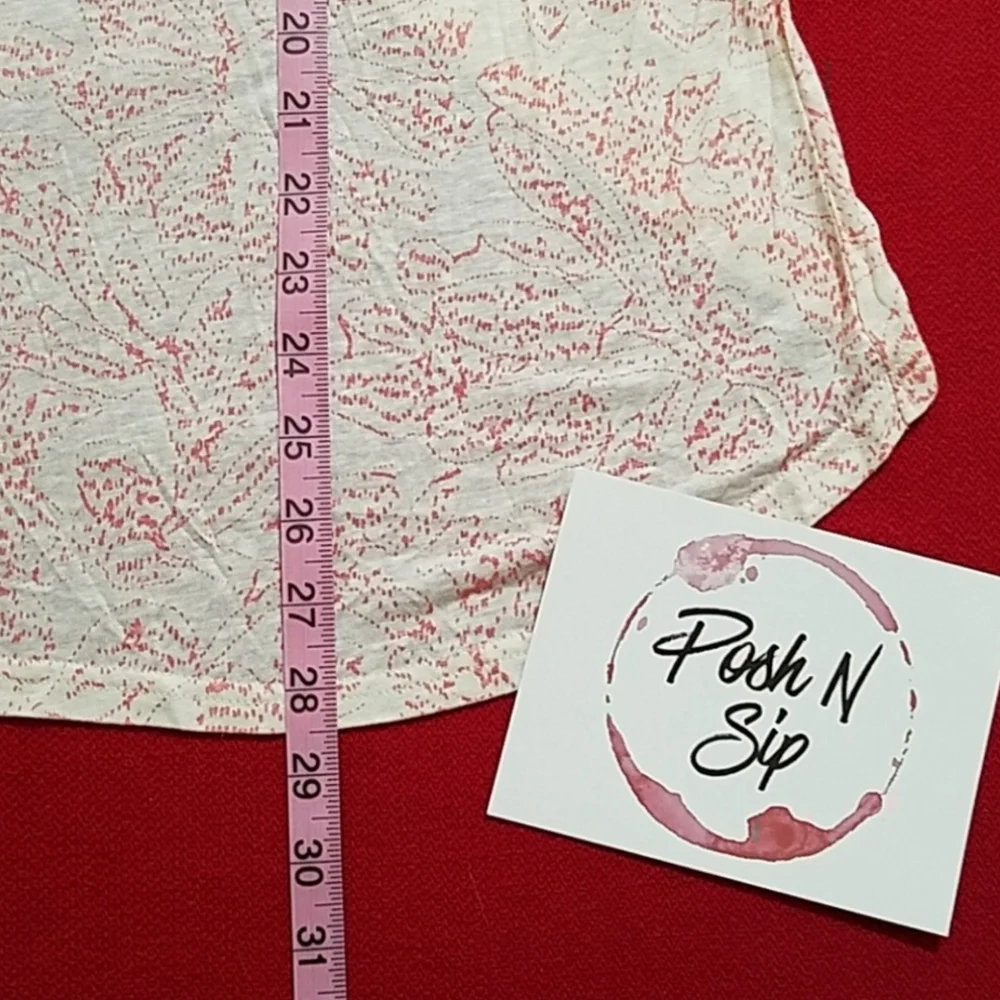 Free People Sahara print top peachy coral SP oversized Flowy Boho festival NWT